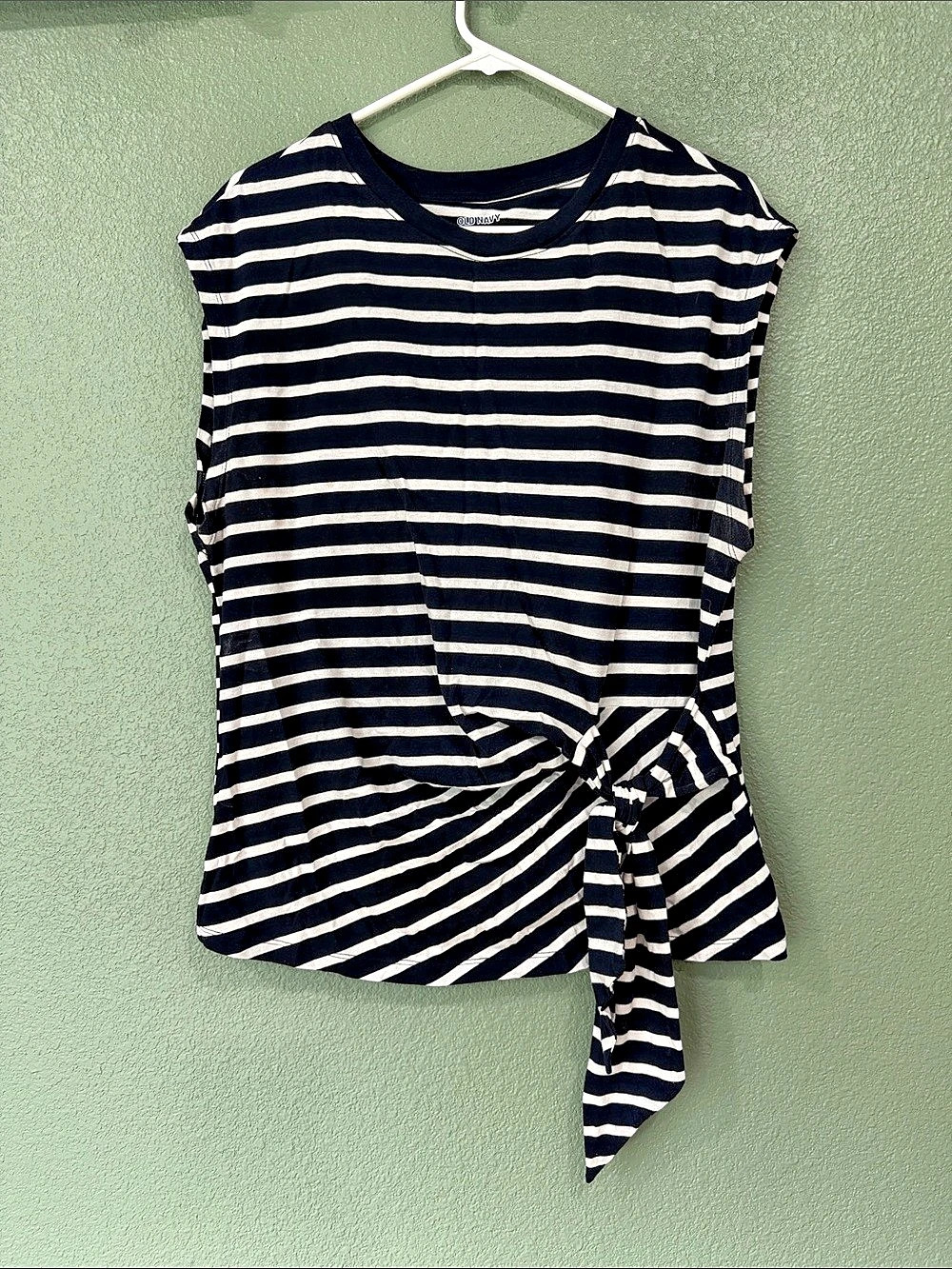 Old Navy EveryWear Side-Tie Top Navy Blue & White Striped
